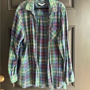 Plaid Green and Blue Women's Shirt